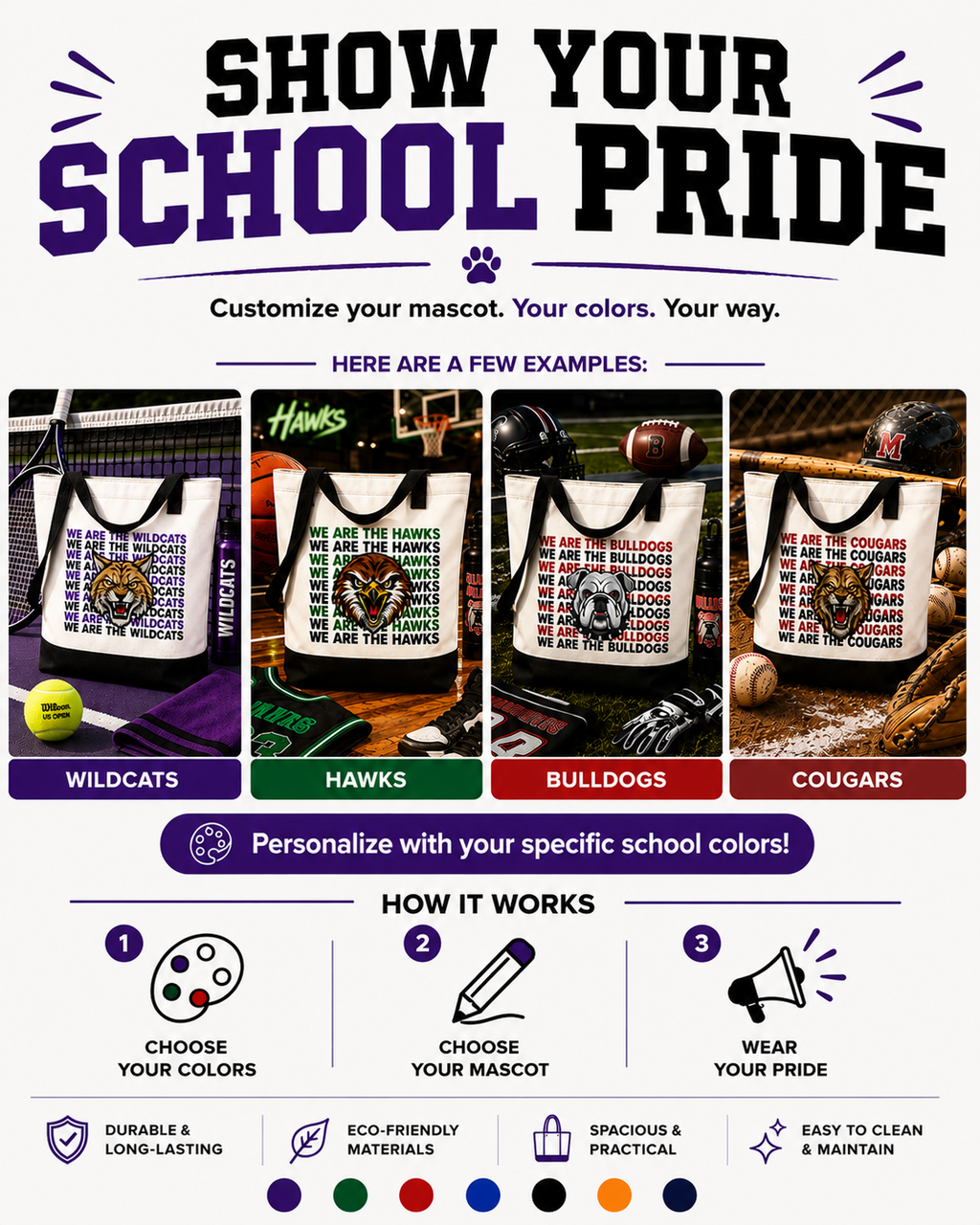 Custom School Mascot Tote
