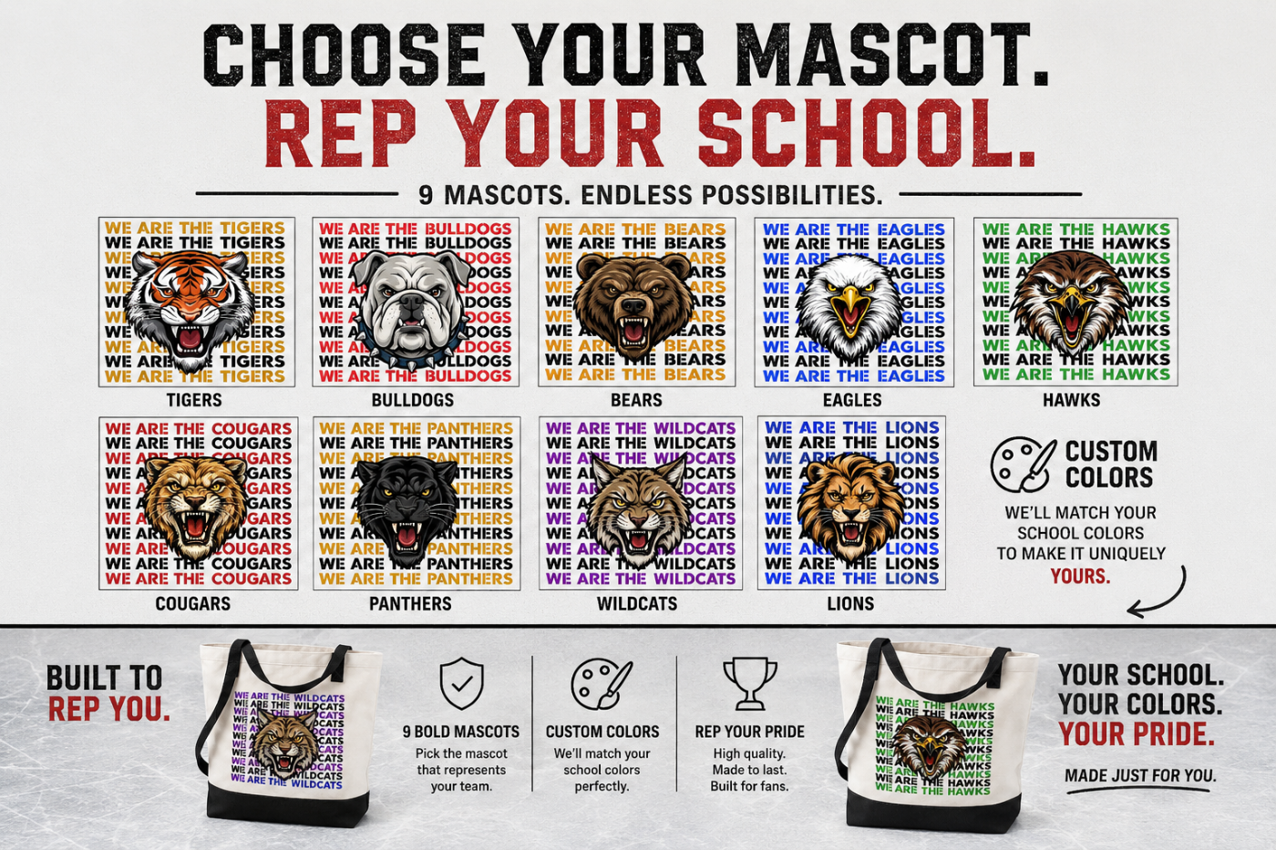 Custom School Mascot Tote