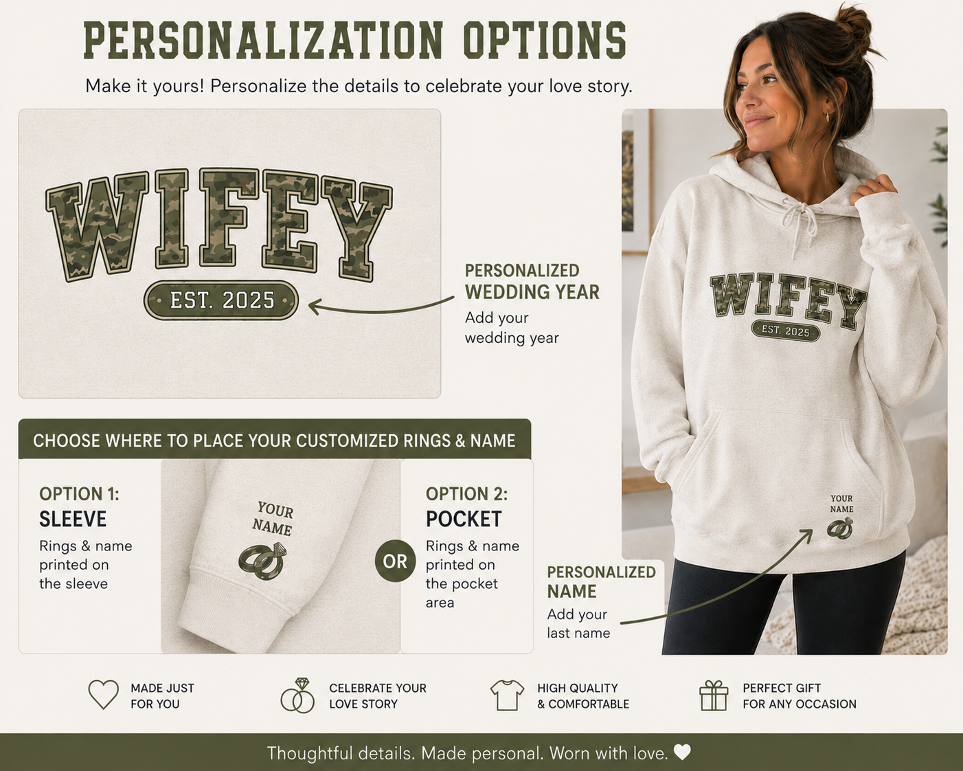 Personalized Wifey Camo Hoodie