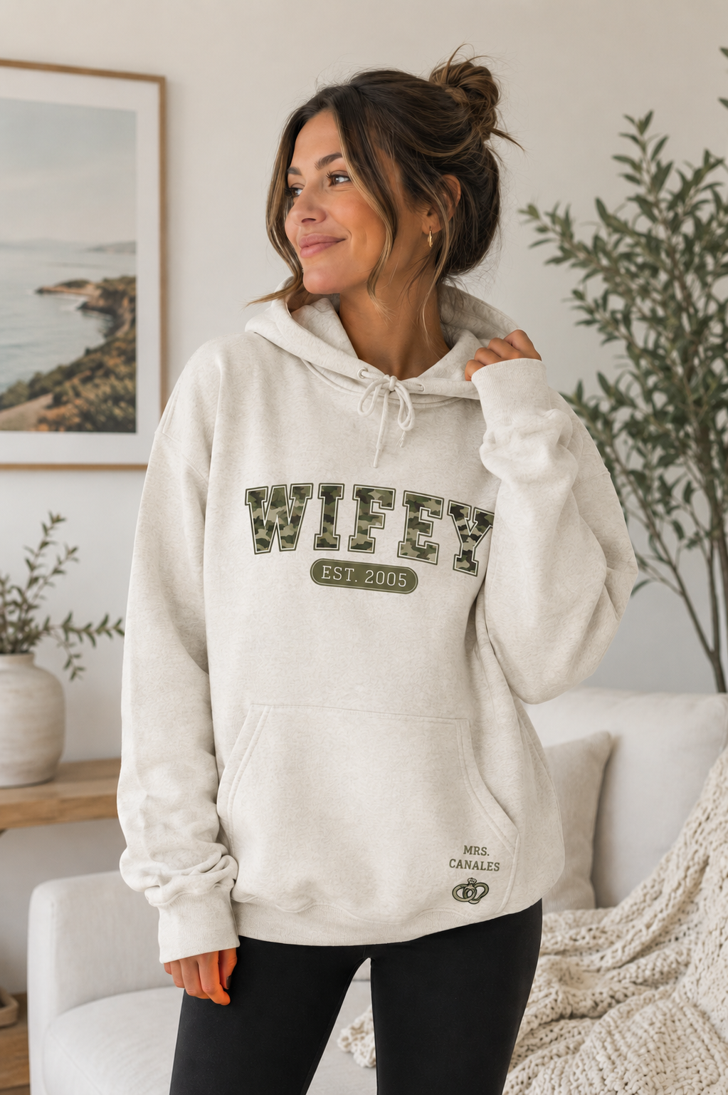 Personalized Wifey Camo Hoodie