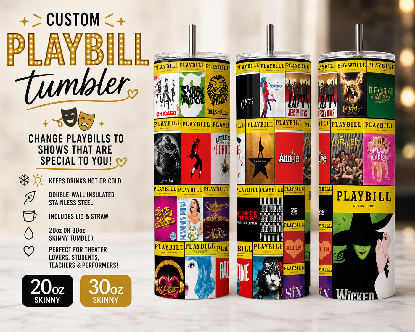 Custom Playbill Theater Tumbler